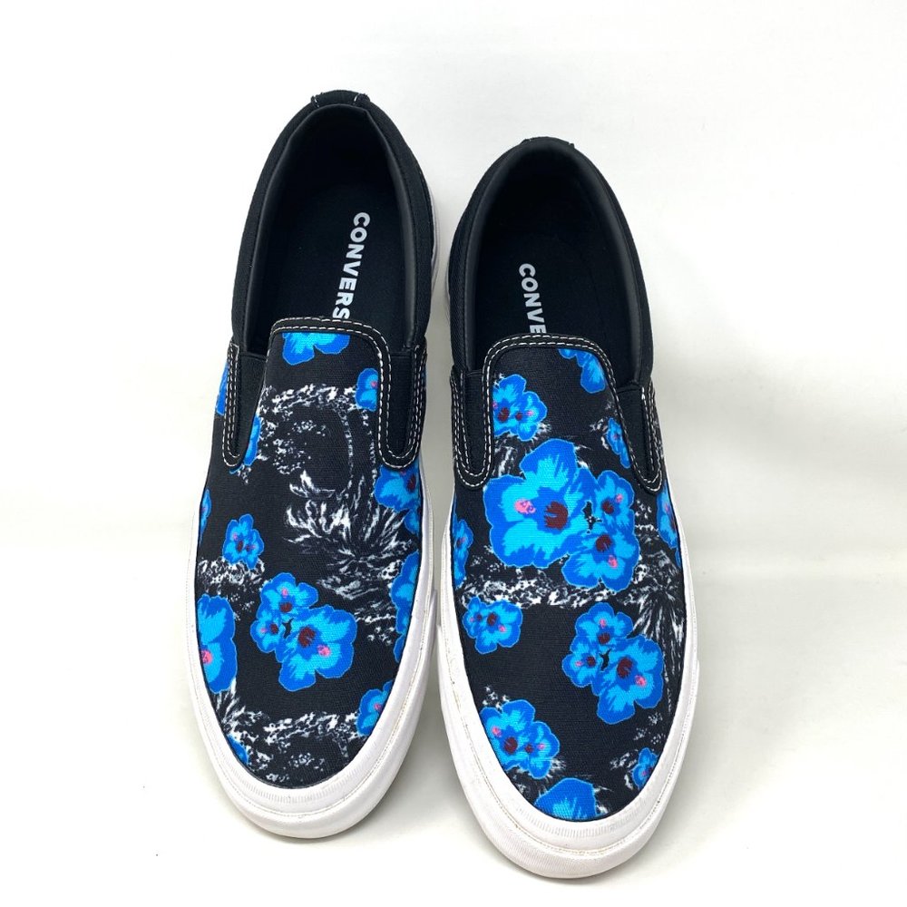 Converse Shoes Men's One Star CC Slip On Black Canvas Blue Floral Size 164228C - Picture 8 of 10